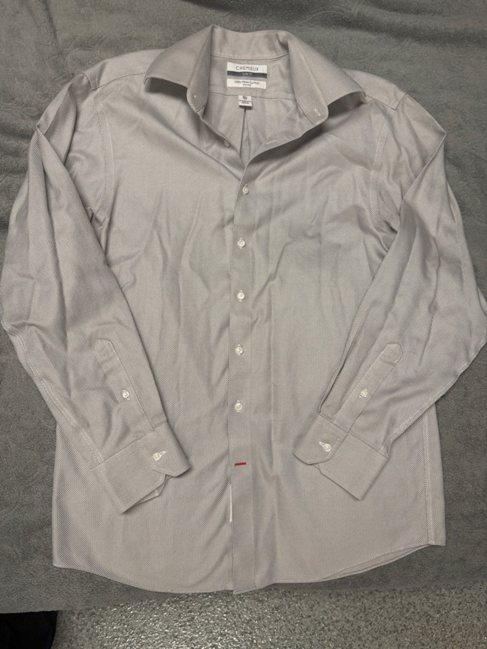 Daniel Cremieux Men’s Slim Fit No-Iron Micro-Pattern Dress Shirt Light Grey